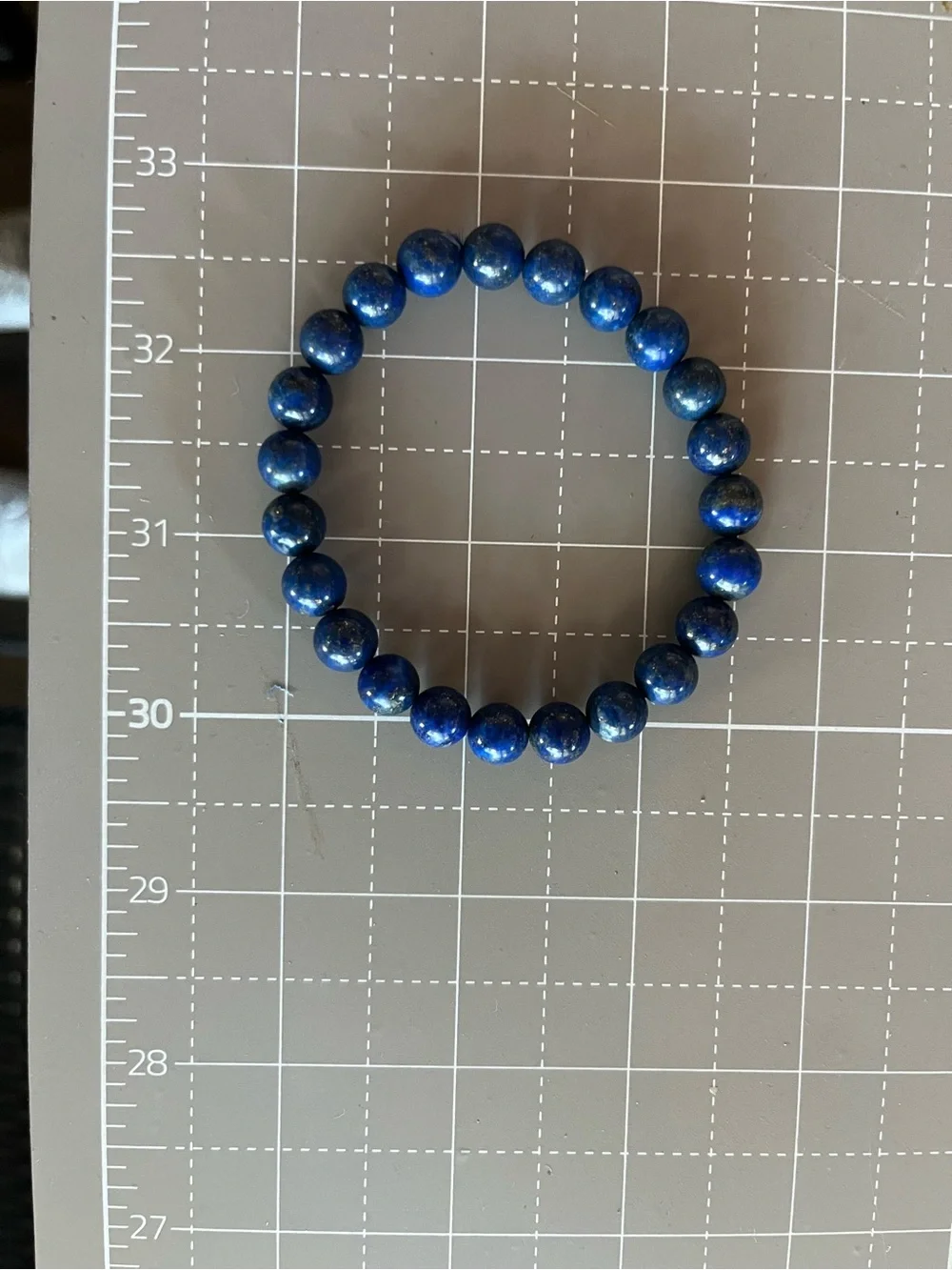 Unisex lapis beaded bracelet w pyrite inclusions stretch energy clarity like new